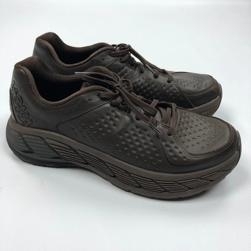 Hoka One Gaviota LTR Brown Leather Walking Shoes Mens 11.5 1019574 DSBC